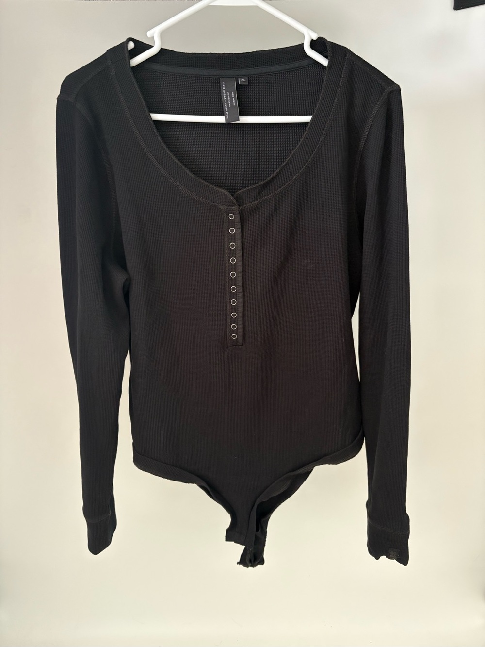 Sweaty Betty x Halle berry Black Long-Sleeve Henley Bodysuit